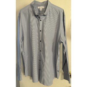 Calvin Klein & Co Button Down Dress Shirt Blue‎ & White Striped Long Sleeve 2XL